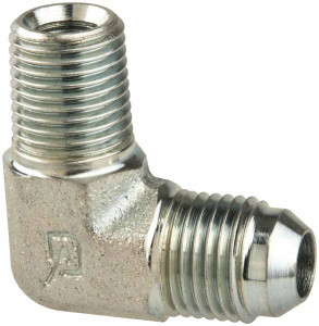 VOSS 9/16-18 x 1/4 Male MJIC x MBSPT Industrial Pipe 90° Elbow Adapter Zinc Plated Carbon Steel JB 0604-90K - 84432921