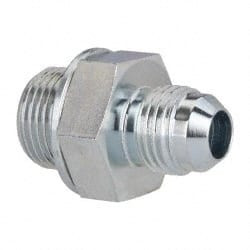 VOSS 9/16-18 x 3/8 Male MJIC x MBSPP 15/16" Hex Industrial Pipe Adapter Zinc Plated Carbon Steel, 1-5/16" OAL JB 0606 - 84432939