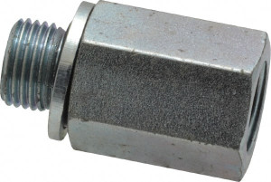 VOSS 1/8 Male 1/8 Female MBSPP x FNPT 9/16" Hex Industrial Pipe Adapter Zinc Plated Carbon Steel, 1-1/16" OAL PB 0202 - 84433374