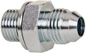 VOSS 9/16-18 x 1/4 Male MJIC x MBSPP 3/4" Hex Industrial Pipe Adapter Zinc Plated Carbon Steel, 1-1/4" OAL JB 0604 - 84432897