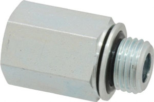 VOSS M14x1.5 Male 1/4 Female Male Metric x FNPT 3/4" Hex Industrial Pipe Adapter Zinc Plated Carbon Steel, 1-3/8" OAL PM 0414 - 84433481