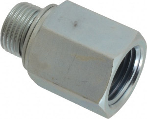 VOSS M18x1.5 Male 1/2 Female Male Metric x FNPT 1-1/8" Hex Industrial Pipe Adapter Zinc Plated Carbon Steel, 1-11/16" OAL PM 0818 - 84433523