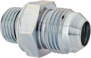 VOSS 3/4-16 x M16x1.5 Male MJIC x Male Metric 7/8" Hex Industrial Pipe Adapter Zinc Plated Carbon Steel, 1-7/16" OAL JM 0816 - 84433184