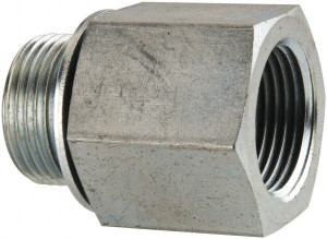 VOSS 3/4 Male 3/4 Female MBSPP x FNPT 1-3/8" Hex Industrial Pipe Adapter Zinc Plated Carbon Steel, 1-7/8" OAL PB 1212 - 84433440