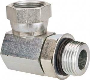 Weatherhead 1-1/16-12 Male 3/4-14 Female FNPSM x Male Straight Thread O-Ring Industrial Pipe 90° Elbow Adapter 2,500 psi, Steel 2068-12-12S - 09725516