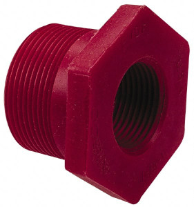 NIBCO 1 x 1/2" PVDF Plastic Pipe Flush Threaded Reducer Bushing Schedule 80, MIPT x FIPT End Connections CD03290 - 69991784