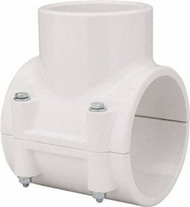 Value Collection 4 x 3" PVC Plastic Pipe Clamp On Saddle with EPDM O-Ring Schedule 40, Pipe O.D. x Soc End Connections 466E-422 - 74031451