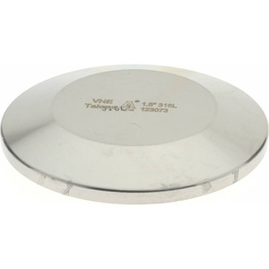 VNE 1-1/2" Clamp Style Sanitary Stainless Steel Pipe End Cap Tube OD Connections, Grade 316/316L EG16A-6L1.5 - 04530796