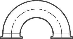 VNE 3/4" Clamp Style Sanitary Stainless Steel Pipe 180° U Bend Tube OD Connections, Grade 316/316L EG2WU-6L.75 - 04532552