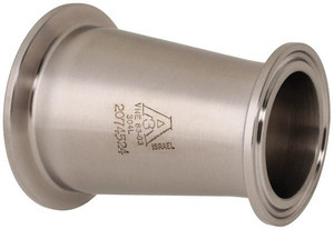 VNE 2 x 1-1/2" Clamp Style Sanitary Stainless Steel Pipe Concentric Reducer Tube OD Connections, Grade 304 EG31CC2.0X1.5 - 04532974
