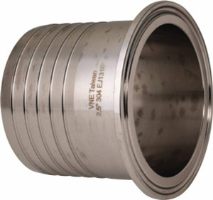 VNE 2-1/2" Clamp Style Sanitary Stainless Steel Pipe Rubber Hose Adapter Tube OD Connections, Grade 304 EG14RT2.5 - 04530382