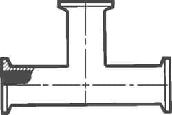 VNE 3" Clamp Style Sanitary Stainless Steel Pipe Tee Tube OD Connections, Grade 304 EG73.0 - 04562542