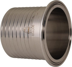 VNE 2-1/2" Clamp Style Sanitary Stainless Steel Pipe Rubber Hose Adapter Tube OD Connections, Grade 316/316L EG14RT-6L2.5 - 04530317