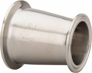 VNE 2-1/2 x 2" Clamp Style Sanitary Stainless Steel Pipe Concentric Reducer Tube OD Connections, Grade 316/316L EG31CC6L2.5X2.0 - 04552352