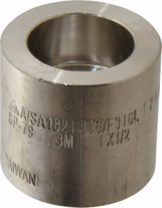 Merit Brass 1 x 1/2" 316 Stainless Steel Pipe Insert Socket Weld x Socket Weld Ends, 3,000 psi SW3680D-1608 - 36908499