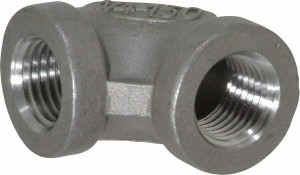 Merit Brass 1/4" 316 Stainless Steel Pipe 90° Elbow FNPT x FNPT Ends, 150 psi K601-04 - 36900926