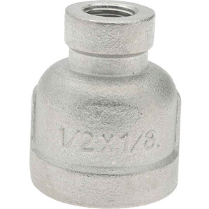 Merit Brass 1/2 x 1/8" 304 Stainless Steel Pipe Reducer Coupling FNPT x FNPT Ends, 150 psi, 1-23/64" OAL K412-0802 - 60576451