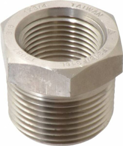 Merit Brass 1" 316/316L Stainless Steel Pipe Hex Bushing MNPT x FNPT Ends, 3,000 psi 3614D-1612 - 36906444