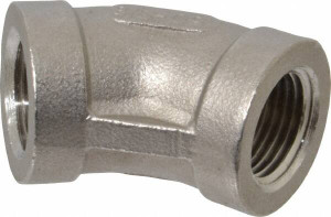 Merit Brass 3/8" 316 Stainless Steel Pipe 45° Elbow FNPT x FNPT Ends, 150 psi K602-06 - 36901056