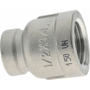 Merit Brass 1/2 x 1/4" 304 Stainless Steel Pipe Reducer Coupling FNPT x FNPT Ends, 150 psi K412-0804 - 36900421