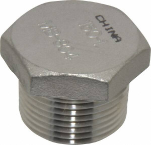 Merit Brass 1" 304 Stainless Steel Pipe Hex Head Plug MNPT Ends, 150 psi, 1-5/64" OAL K417H-16 - 33095555