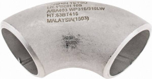 Merit Brass 1" 316L Stainless Steel Pipe 90° Long Radius Elbow Butt Weld x Butt Weld Ends, Schedule 10 01601-16 - 75768150 Merit Brass 1" 316L Stainless Steel Pipe 90° Long Radius Elbow Butt Weld x Butt Weld Ends, Schedule 10 01601-16 - 75768150