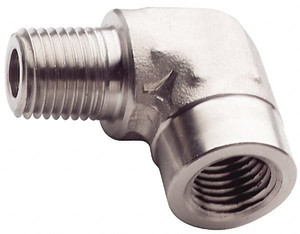 Made in USA 1-1/4" 316 Stainless Steel Pipe 90° Street Elbow MNPT x FNPT Ends, 3,000 psi P-1 1/4-MF - 33659673