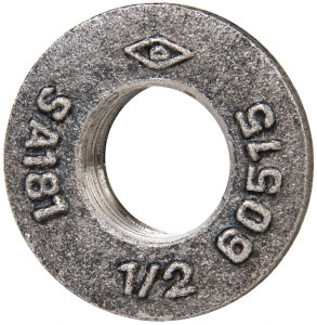 Made in USA 1/2" Pipe, 1-1/2" Diam x 1/8" Thick, Tank Flange without Pilot For Threaded Pipe, 1/2" Overall Height, 1-1/8" Bottom Diam, 1" Top Diam, Carbon Steel 60515 - 78649951