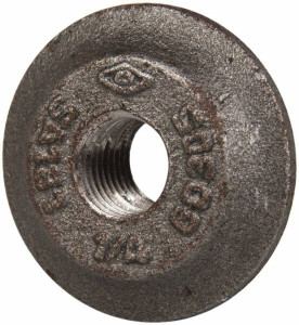 Made in USA 1/4" Pipe, 1-1/2" Diam x 3/32" Thick, Tank Flange with Pilot For Threaded Pipe, 15/16" Pilot Hole, 9/16" Overall Height, 1" Top Diam, Carbon Steel 60305 - 78649811