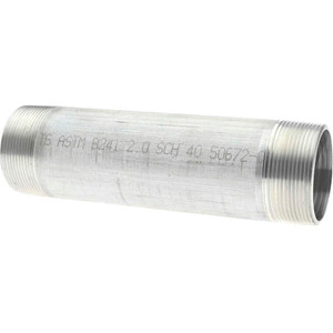 Merit Brass 2 x 8" 6061 Aluminum Pipe Nipple Threaded, Schedule 40 8032-800 - 57068181