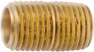 Anderson Metals 3/4" Long, 1/8" Pipe Threaded Brass Pipe Nipple NPT Thread, Brass 736112-02 - 55510077