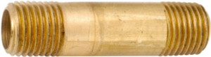 Anderson Metals 1-1/2" Long, 1/8" Pipe Threaded Brass Pipe Nipple NPT Thread, Brass 736113-0224 - 55510028