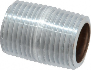Merit Brass 1-1/8" Long, 1/2" Pipe Threaded Brass Pipe Nipple NPT Thread, Chrome Plated Red Brass 3008-001 - 36899540