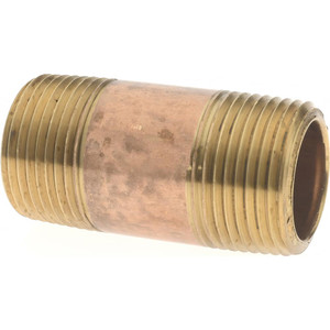 Merit Brass 2" Long, 3/4" Pipe Threaded Brass Pipe Nipple NPT Thread, Red Brass 2012-200 - 02204774