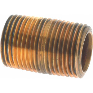 Merit Brass 3/4" Long, 3/8" Pipe Threaded Brass Pipe Nipple BSPT Thread, Red Brass 2006-001BSPT - 04881405