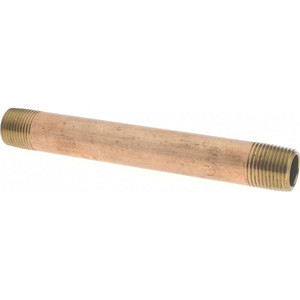 Merit Brass 5" Long, 3/8" Pipe Threaded Brass Pipe Nipple NPT Thread, Red Brass 2106-500 - 02205813