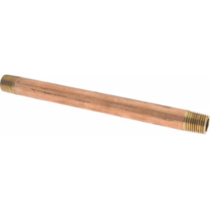 Merit Brass 6" Long, 1/4" Pipe Threaded Brass Pipe Nipple BSPT Thread, Red Brass 2004-600BSPT - 04881389