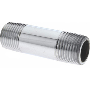 Merit Brass 2-1/2" Long, 1/2" Pipe Threaded Brass Pipe Nipple NPT Thread, Chrome Plated Red Brass 3008-250 - 36899573