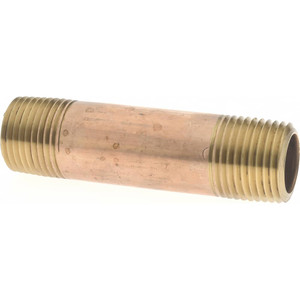 Merit Brass 3" Long, 1/2" Pipe Threaded Brass Pipe Nipple NPT Thread, Red Brass 2008-300 - 02205110