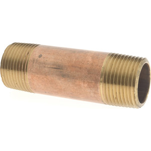 Merit Brass 3" Long, 3/4" Pipe Threaded Brass Pipe Nipple NPT Thread, Red Brass 2012-300 - 02205136