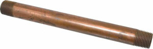 Merit Brass 8" Long, 1/2" Pipe Threaded Brass Pipe Nipple BSPT Thread, Red Brass 2008-800BSPT - 04881595