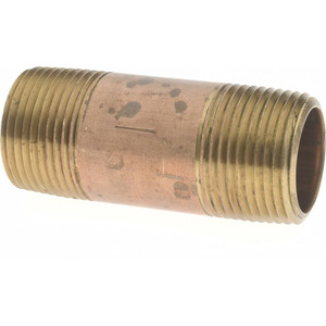 Merit Brass 3" Long, 1" Pipe Threaded Brass Pipe Nipple NPT Thread, Red Brass 2016-300 - 02205151