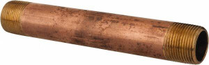 Merit Brass 8" Long, 1" Pipe Threaded Brass Pipe Nipple NPT Thread, Red Brass 2116-800 - 02206415