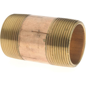 Merit Brass 3" Long, 1-1/2" Pipe Threaded Brass Pipe Nipple NPT Thread, Red Brass 2024-300 - 02205193