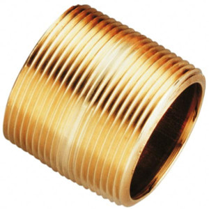 Merit Brass 12" Long, 1-1/4" Pipe Threaded Brass Pipe Nipple NPT Thread, Red Brass 2120-1200 - 02206795