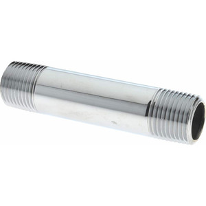Merit Brass 3-1/2" Long, 1/2" Pipe Threaded Brass Pipe Nipple NPT Thread, Chrome Plated Red Brass 3008-350 - 36899599