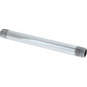 Merit Brass 8" Long, 1/2" Pipe Threaded Brass Pipe Nipple NPT Thread, Chrome Plated Red Brass 3008-800 - 36899656