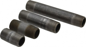Made in USA 100 Piece, 1/2" Pipe, Black Finished Steel Pipe Nipple Set Schedule 40, (20) Close, (10) 1-1/2, (15) 2, (10) 2-1/2, (10) 3, (5) 3-1/2, (10) 4, (5) 4-1/2, (5) 5, (5) 5-1/2, (5) 6 0334040805 - 74025701