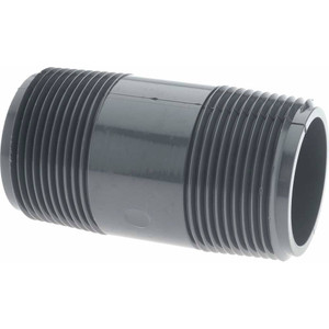 Value Collection 1-1/4" Pipe, 3" Long PVC Threaded Plastic Pipe Nipple Schedule 80, Gray 885-030 - 37004785