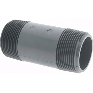 Value Collection 1-1/2" Pipe, 4" Long PVC Threaded Plastic Pipe Nipple Schedule 80, Gray 886-040 - 37004892